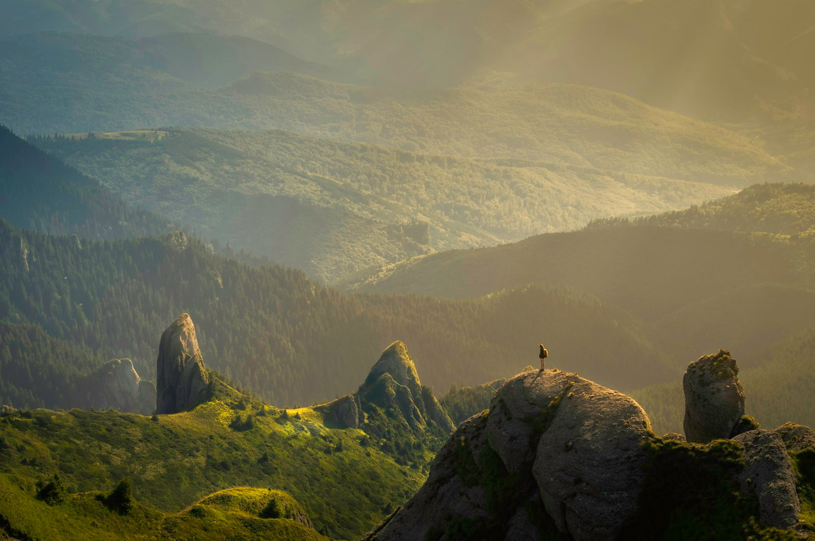 Sunrise over mountain ridges in the Appalachian foothills near Upstate South Carolina.